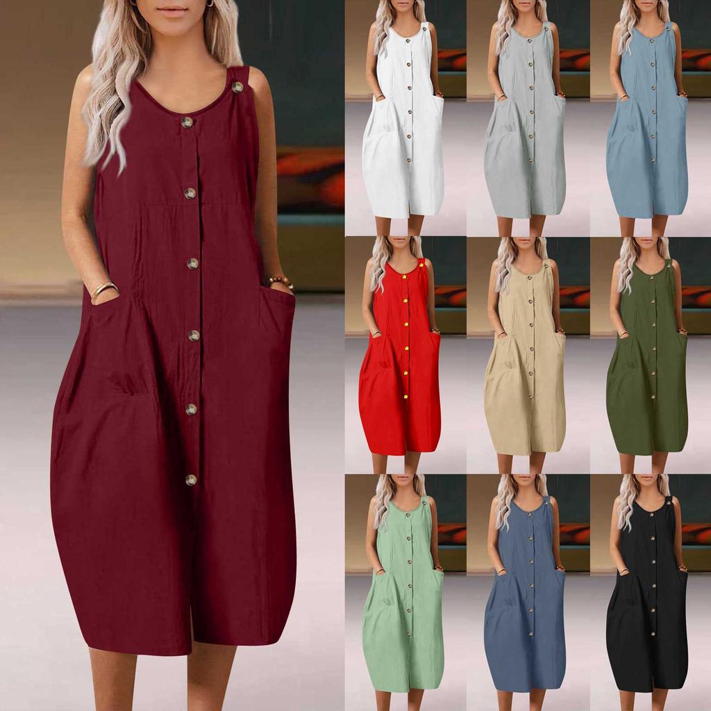 Modisches, ärmelloses, verstellbares Sling-Kleid für Damen