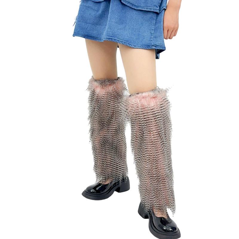 

Женские вечерние гетры для ног, манжеты, чехлы для ботинок, рукава, сапоги, чулки, искусственный мех, длина до колена, модный цвет 25CM розовый