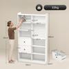Bookshelf, 6-Tier, 120 x 30 x 200 cm, Storage Unit with 2 Drawers, Perforated Panel, White
