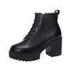 8cm Small Size 32-43 New Soft Leather Boots Platform Shoes Fall Winter 2025 Block High Heels Short Fur Ankle Boots Office Mom