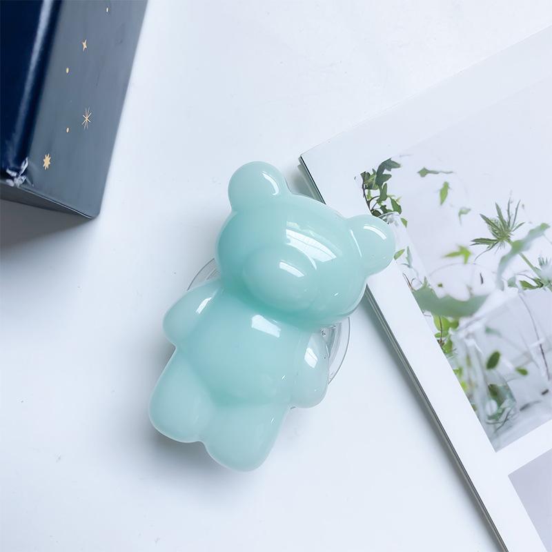 Epoxy Three-Dimensional Color Bear Mobile Phone Airbag Bracket Cute Transparent Paste Retractable Wind Ring Buckle