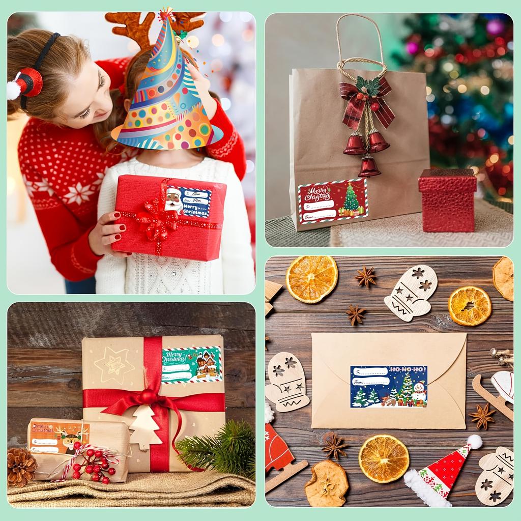 240pcs/1roll Christmas Gift Tags - Self-Adhesive Sticky Label - Christmas Party Supplies, Christmas Accessories,Festive Labeling
