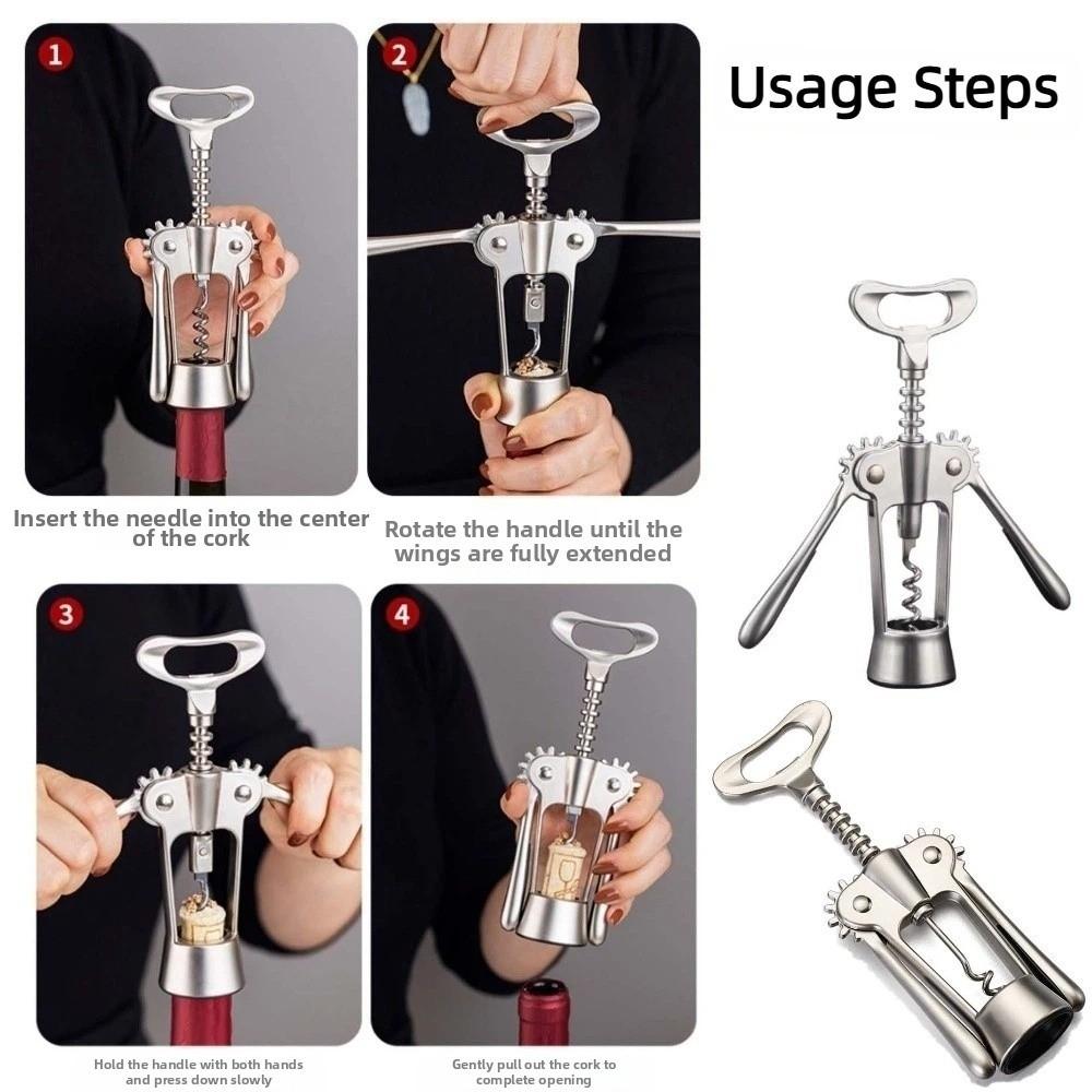 Stainless Steel Spiral Bottle Opener Wing Design Wine Cork Remover Wine Corkscrew  Restaurants