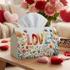 1pc Romantic Floral Valentine's Day Tissue Box - Love Orange Flower Design, Holiday Party & Home Decor, 17.02x25.91 Cm, Valentine Decorations, Ideal F