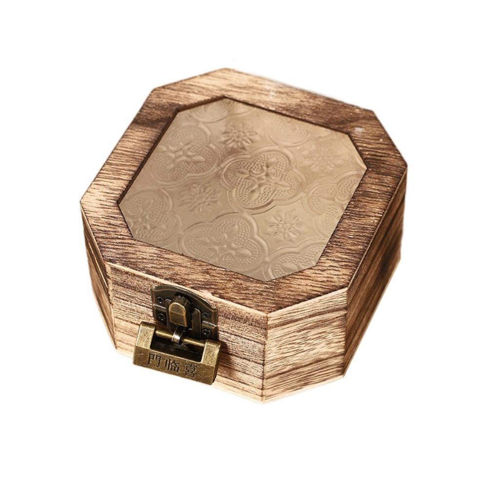 With Lock Wooden Jewelry Storage Box Portable Treasure Decorative Box  Home Decoration