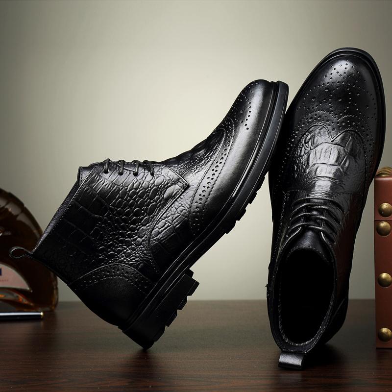 Fashion British Style Mens Chelsea Boots Genuine Leather Elegant Ankle Boots Fashion High Top Walking Shoes New Design Motorcycle Botas