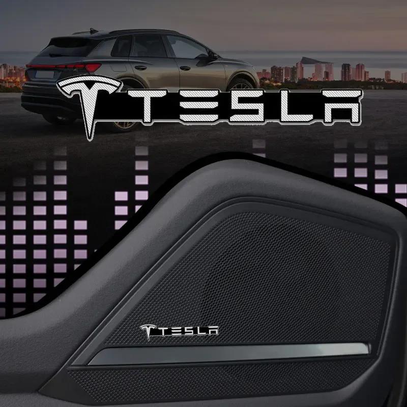 Car Sticker Tesla Aluminum 3D Metal Speaker Audio Stereo Labeling Decorate Sticker Car Styling For Tesla Model 3 Model S Model X