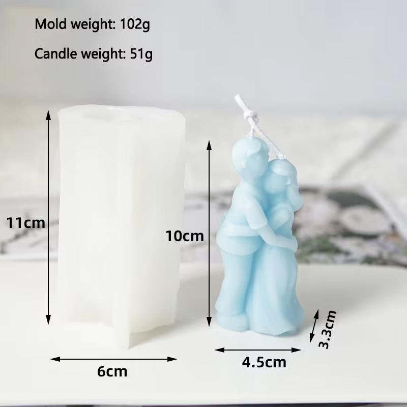 3D Valentine's Day Candle Mold DIY Handheld Rose Couple Kiss Sculpture Aromatherapy Gypsum Mold Chocolate Cake Baking Decor Gift