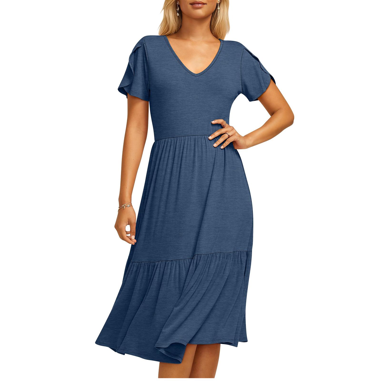 

Women s Short Sleeve Beach Dress Casual Dress S синій