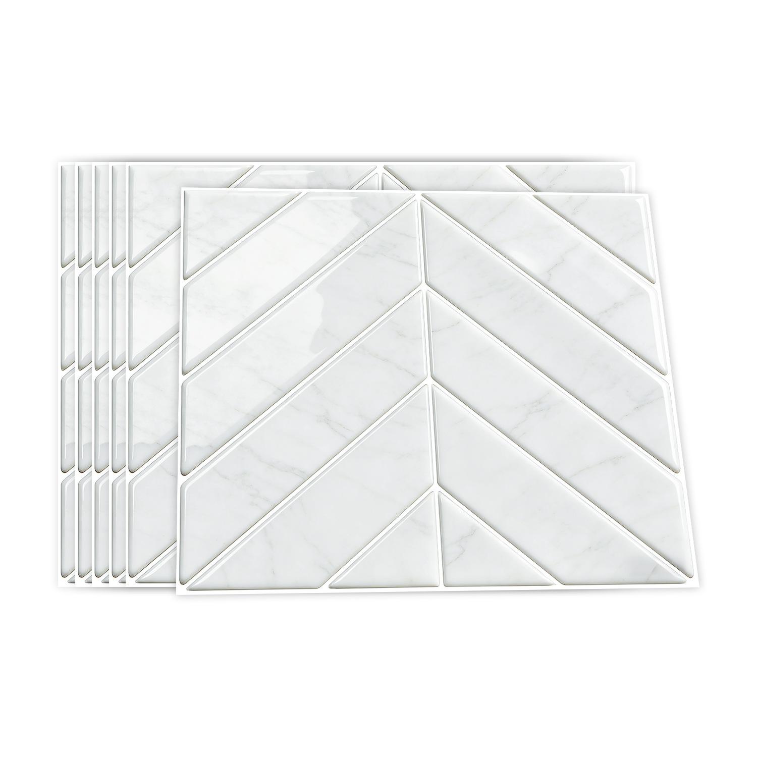 

10/20/30Pcs 3D Crystal Tile Stickers - Waterproof Self-Adhesive PVC Wall Decals - Modern Herringbone & Brick Design for Kitchen Bathroom 25cm*30cm*10pcs