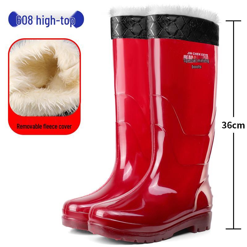 Men's Tan Quick-Dry High-Top Rain Boots - Waterproof, Non-Slip, No-Mesh Rubber Shoes