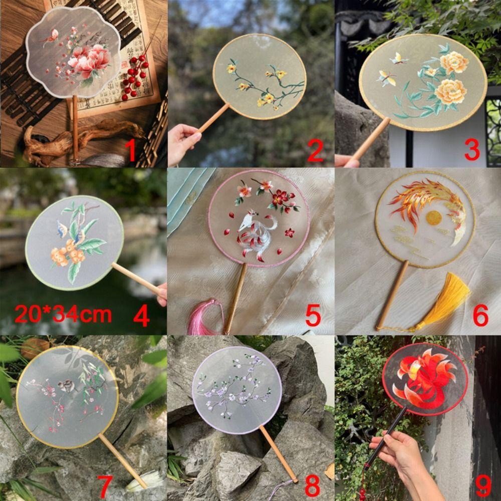 with Tassels Chinese Style Fan Chinese Style Silk Fan Dance Fan Embroidery Fan  Photography Prop