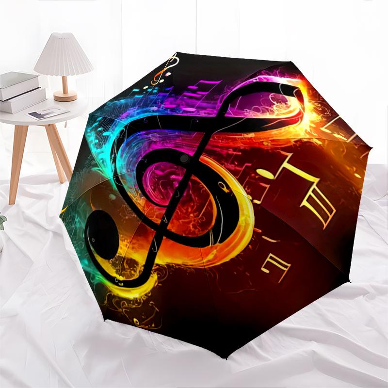 

1PC Musical notes Umbrella Portable Folding Umbrella Iron Frame Hole Bone Structure Outdoor Home Umbrella A3 разноцветный