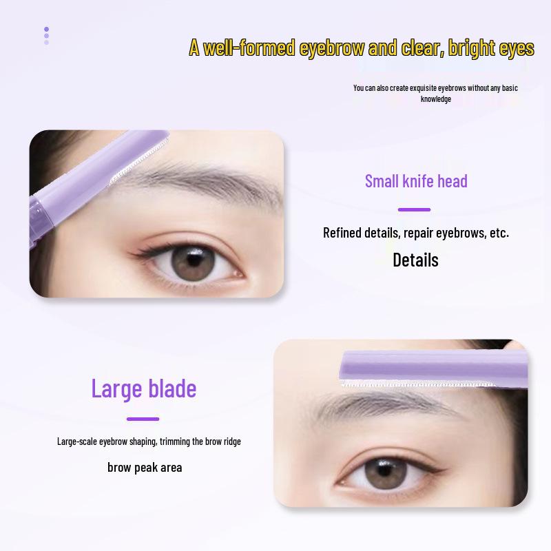 Stainless Steel Double-Headed Eyebrow Trimmer with Macro Lens & Protective Net - Safe, Anti-Scratch Shaver & Shaping Tool.