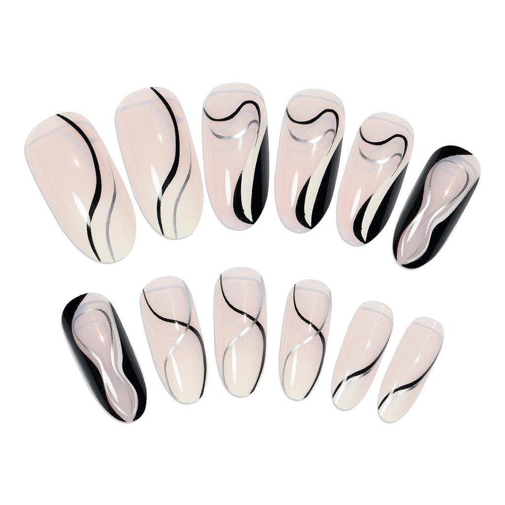 Nackte Lange Spitze Nagel Rose Tragen Nagel Fertiger Falscher Nagel Nagelpflaster Nagelpflaster Wasserdicht Abnehmbares Nagelpflaster