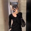 White v-neck sweater bottoming shirt women's spring and autumn new thin inner sweater autumn and winter low-necked knitted top