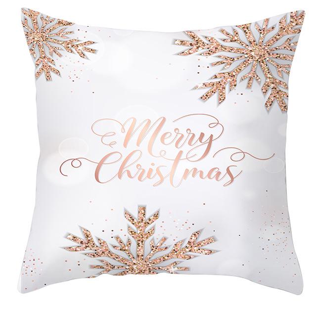 New Pink and Gold Christmas Peach Leather Velvet Pillowcase Festive Home Decoration Pillow Cushion Cover
