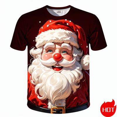 T-shirt Joyeux Noël Imprimé 3D Mode Pour Hommes T-shirts à Manches Courtes T-shirts Graphiques Unisexe Xmas Y2k Vêtements Homme T-shirts