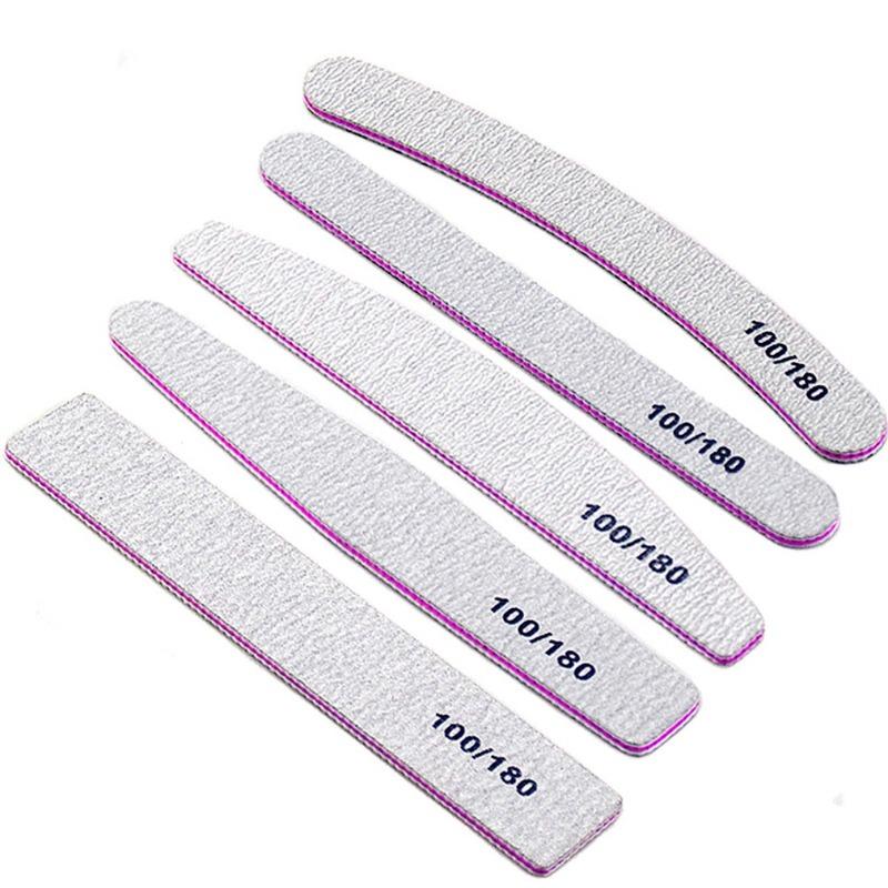 25Pcs/Lot Grey Sandpaper Nail File 100/180 Double Sided Buffer Block Polisher Pedicure Manicure Nail Art Files Nails Accesorios