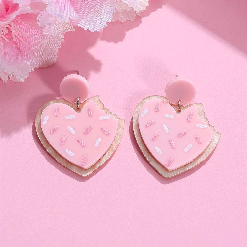 Roztomilá obálka s milostným dopisem sušenka Růžové náušnice ve tvaru srdce pro ženy Náušnice na romantickou svatbu Šperky Dárek