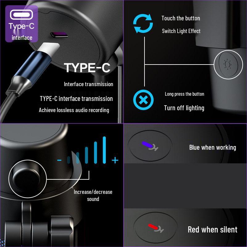 M8 RGB Esports Gaming Microphone – USB Condenser Mic for Live Streaming and Recording