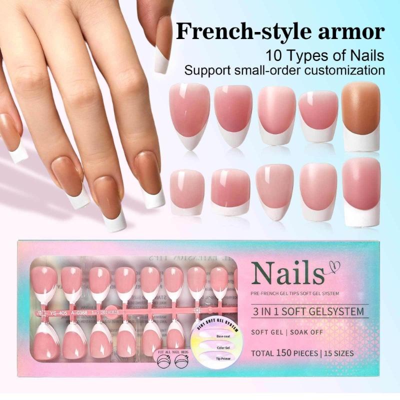 1Set Easy Apply Artificial Nail No Tools Needed Quick Installation Solid Color Highly Shine For Busy Professionals