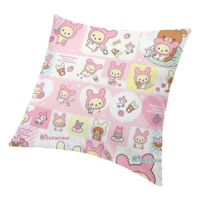 Husă de pernă cu personaje animate anime 45x45 poliester Rilakkuma husă de pernă pentru canapea mașină față de pernă pătrată decorativă pentru casă