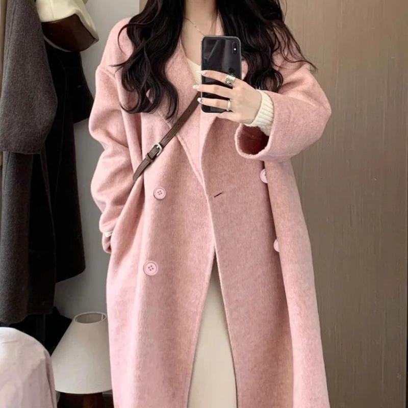 Korean-Style Woolen Outer Wear for Women Autumn Winter High-Quality Thickened Versatile High-End Woolen Coat