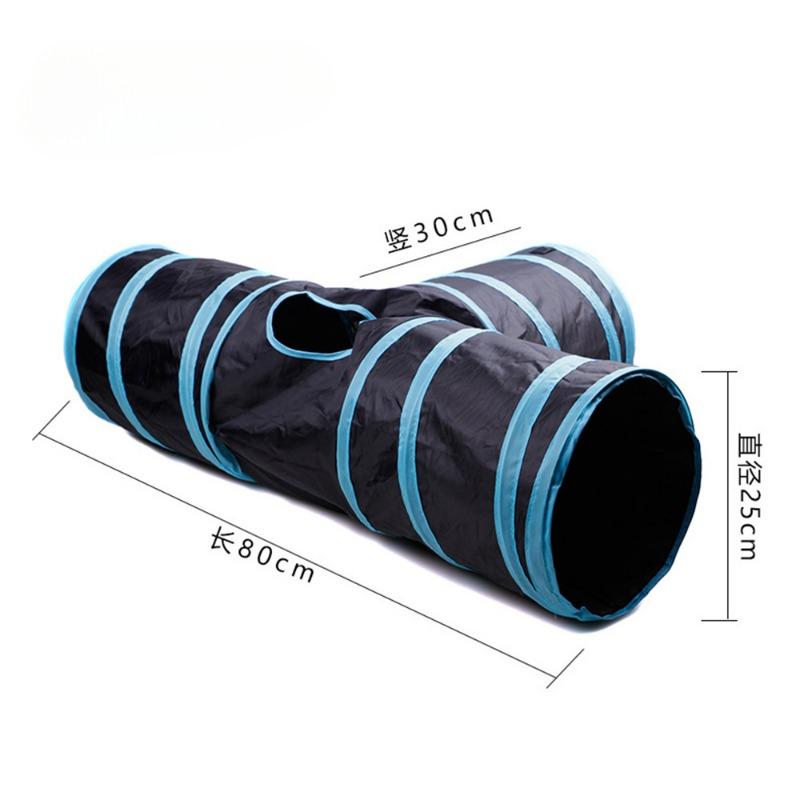 Blue Black Cat Tunnel Toy Foldable Play Tube Fun Pop-Up Hideaway Interactive Chase Game Durable Pet Playhouse for Indoor Kittens