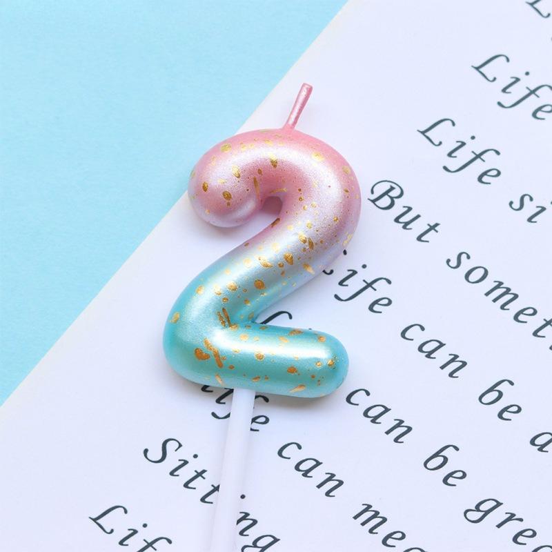 Happy Birthday Cake Decorated Interstellar Digital Colorful Candle Children's Delicate Candy Color 0-9 Number Candle Party Decor