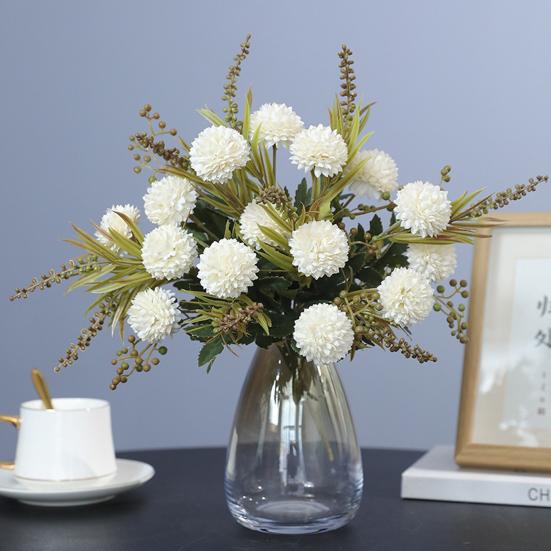 Artificial Flower Ball 5 Head Realistic UV Resistant Fake Chrysanthemums