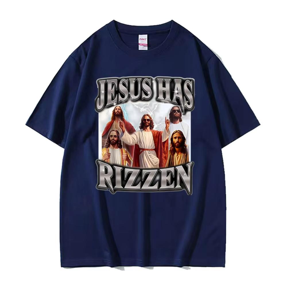 

Jesus Has Rizen Shirt Print T Shirts Unisex Women Oversized Classic T-shirts Fashion High Quality Gothic Clothes T-shirt Streetwear 4XL