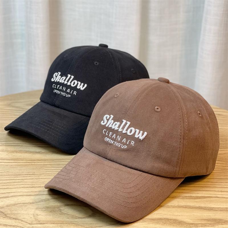 New Spring and Autumn Duck Billed Hat Soft Top Letter Embroidered Baseball Cap Deep Top Shows Small Face