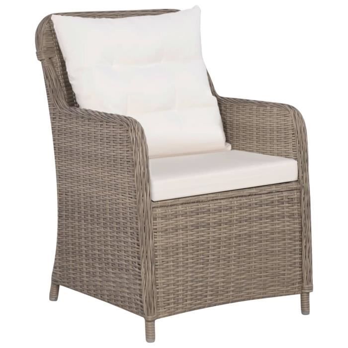 VidaXL Outdoor Chairs with Cushions 2 Pcs Woven Resin Brown