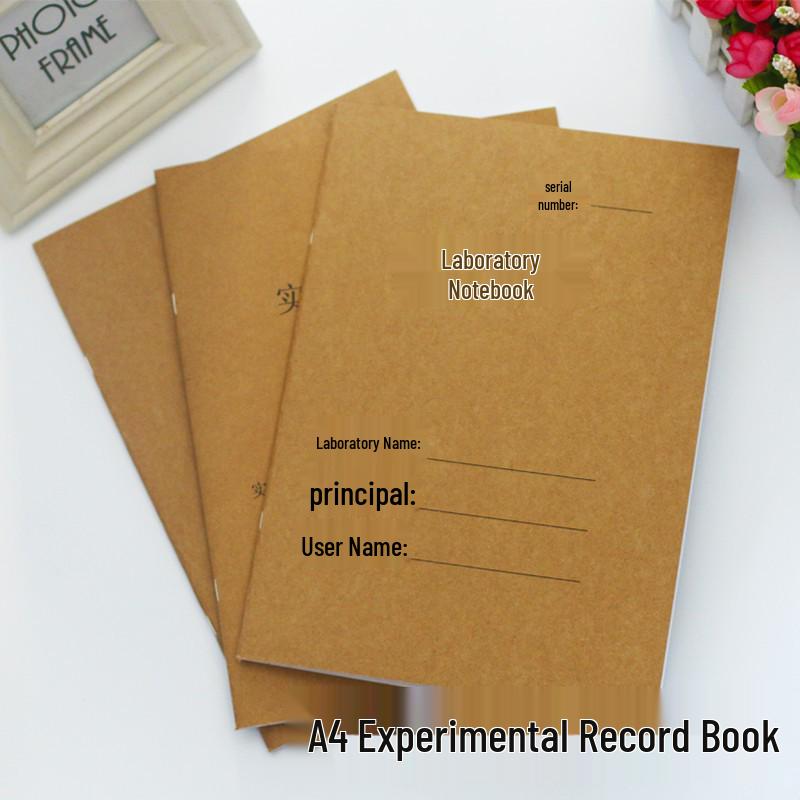 A4 Biochemistry Research Notebook - Leather Cover, Grid Lines A4