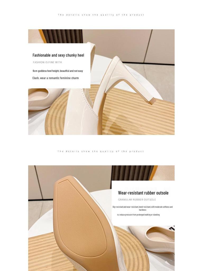 K88-A Korean Style Women's Patent Leather Slingback Peep Toe Sandals with Square Chunky High Heels
