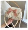 Women's Solid Bowknot Pleated Crossbody Bag - New 2023 Retro Fashion with Twist Strap