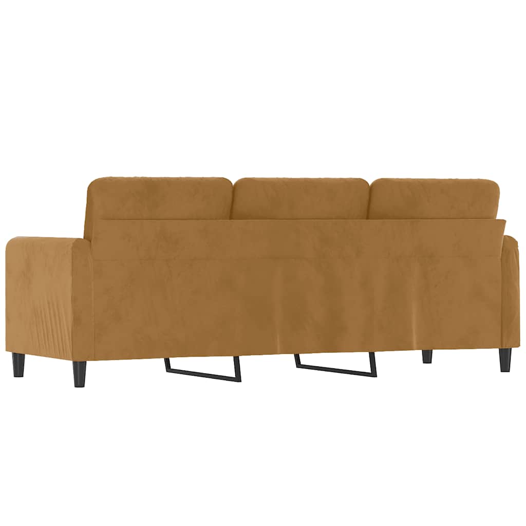 3 Seater Sofa Brown 180 cm Velvet