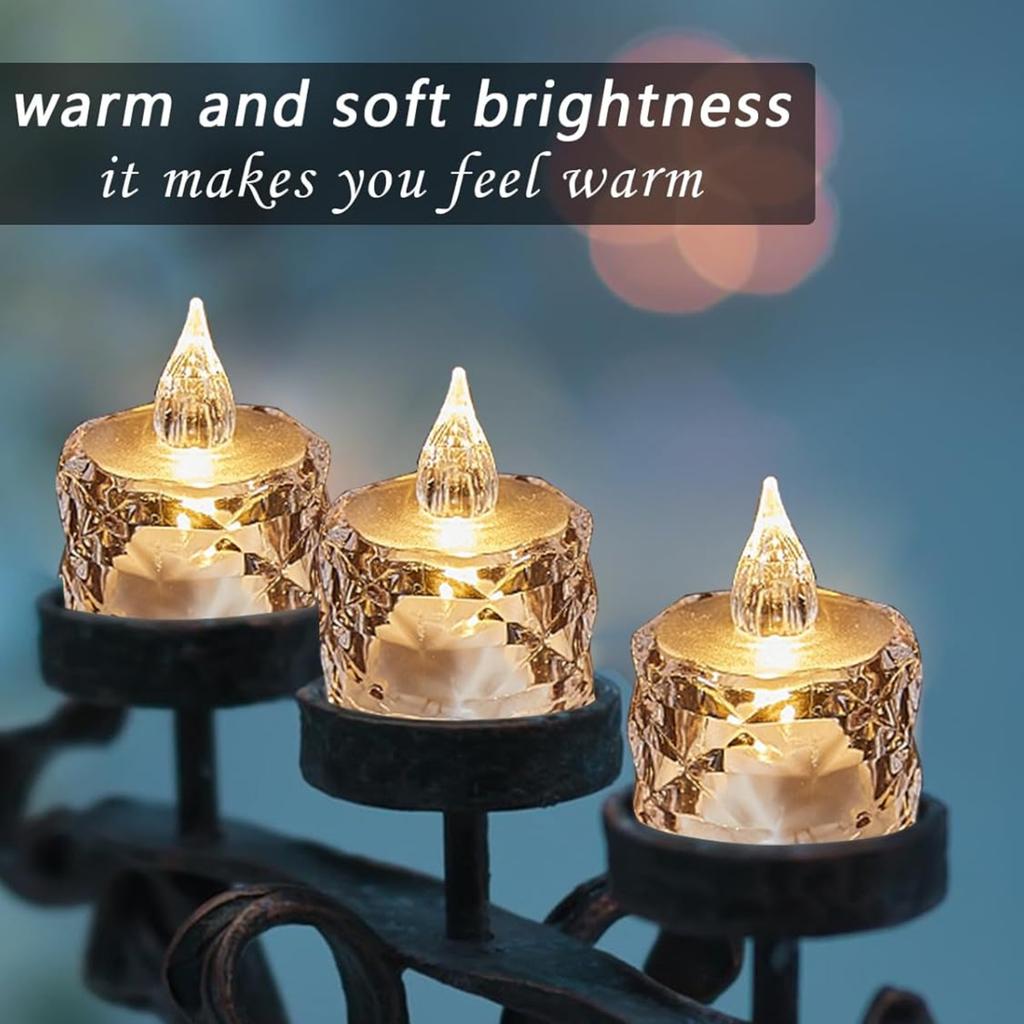 4/12pcs Flameless Plastic Candles Lights Battery LED Tealight with Realistic Flame for Home Holiday Wedding Party Tabletop Decor