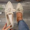 Women's Shoes Are Thin, Pointed, Flat-bottomed Single Shoes, Women's Flying Weaving, One Pedal, Bow, Casual and Breathable
