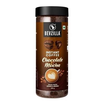 Bevzilla Chocolate & Mocha (Choco-Mocha) Instant Coffee Powder Jar – 200g |Arabica Beans with Chocolaty Twist|Perfect for Espresso, Latte & Cappuccino