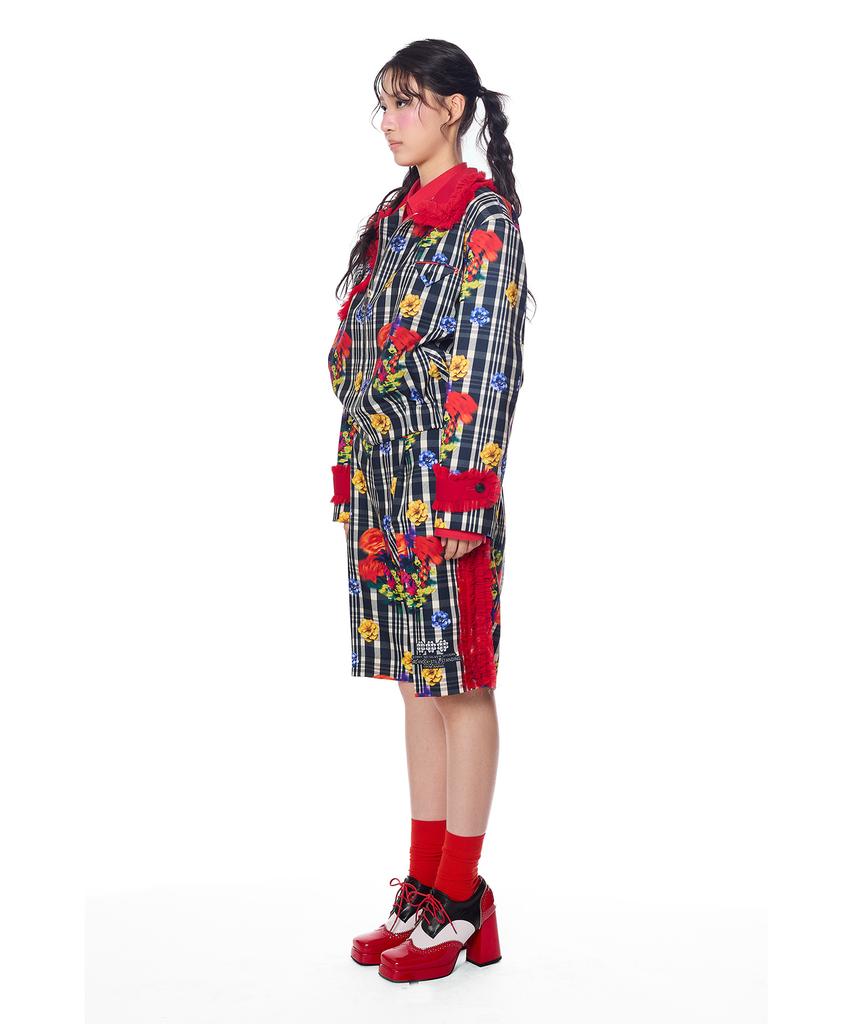 GREEDILOUS Joy Check Ruffle Shorts