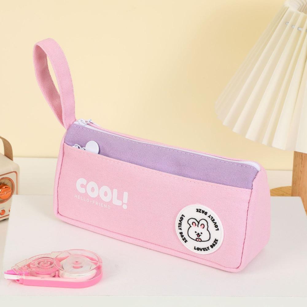 Large Capacity Triangle Stationery Bag Cartoon Storage Bag Wear Resistant Rabbit Pencil Bag  Women