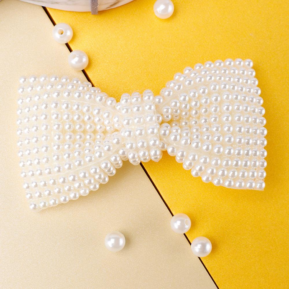 

Новый белый жемчужный бант для волос с заколками для девочек, блестящий бант со стразами в центре, заколки для волос, детские бутик-аксессуары для волос