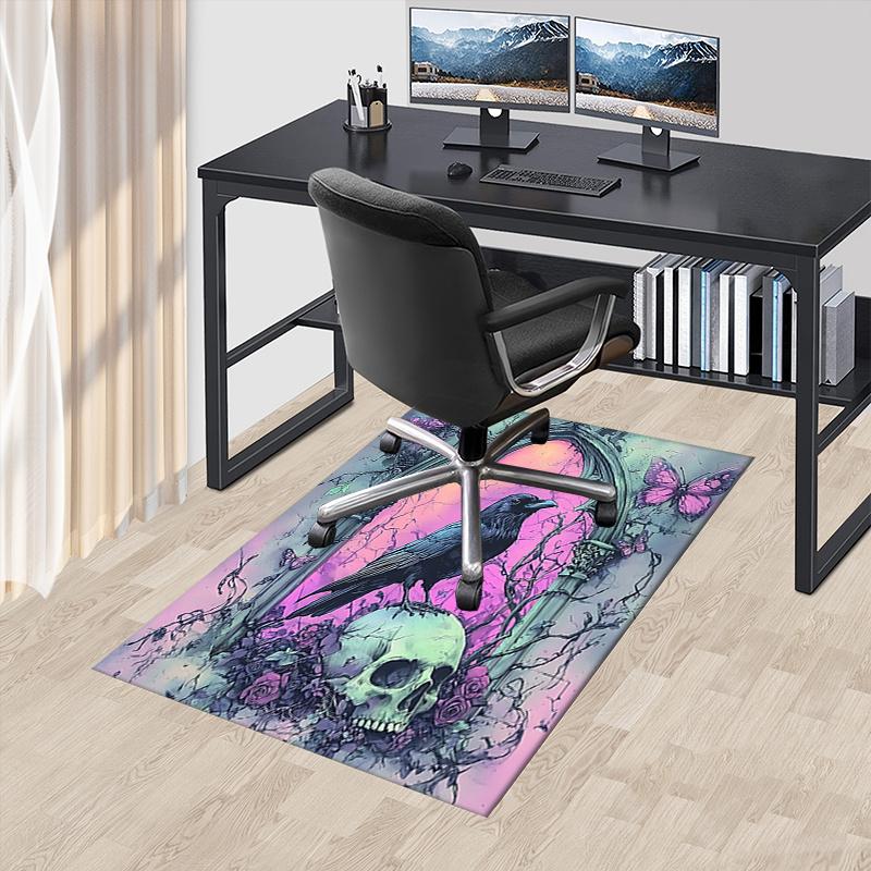 

Gothic Raven and Skull Chair Mat - Office Carpet for Home Decor, Sofa Rug, Gift for Office, Suitable for Bedroom, Living Room, Various Rooms 60cm by 90cm