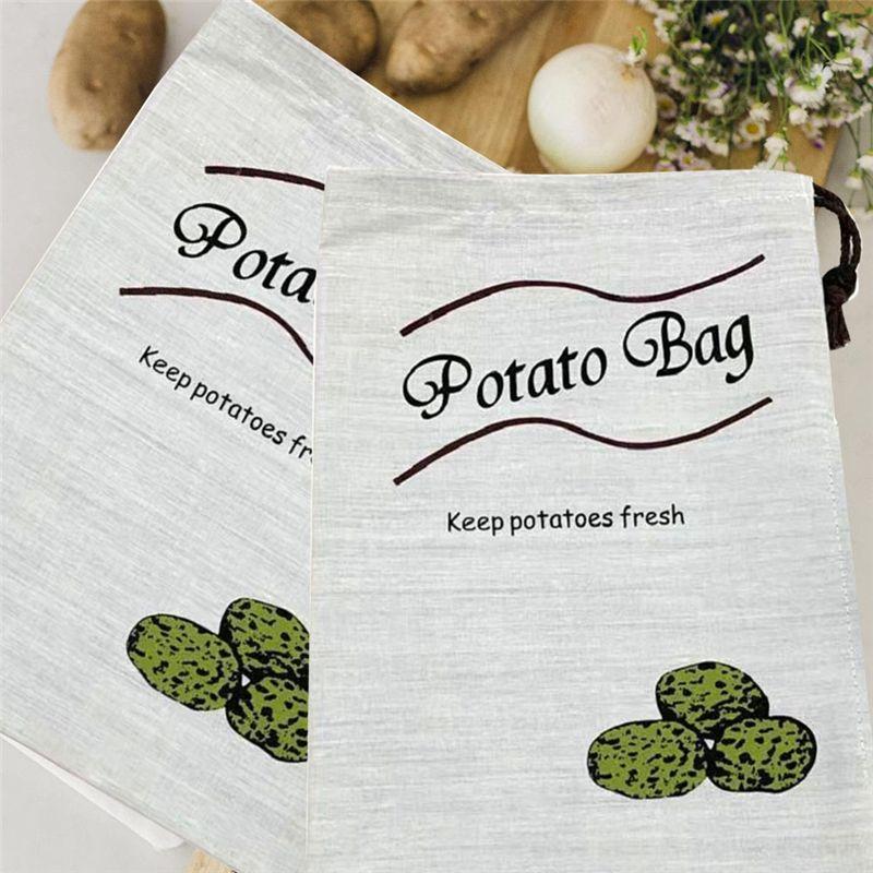 M-Modern-4PCS Potato Storage For Pantry I Potato And Onion Storage Bags With Side Zipper Farmhouse Onion Bag With Liner 35X26cm