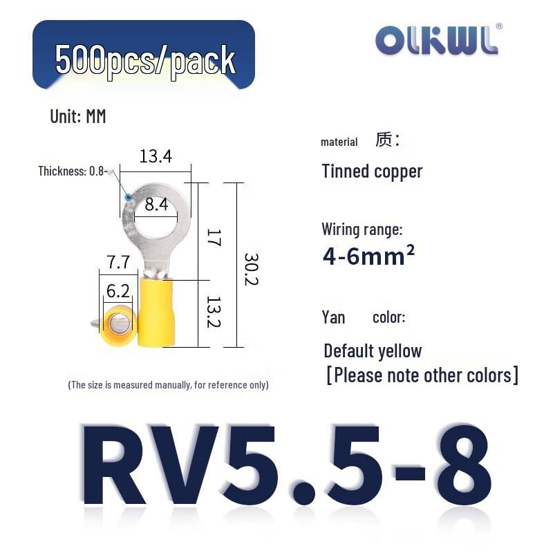 OLKWL Pre-Insulated Copper RV Ring Terminals