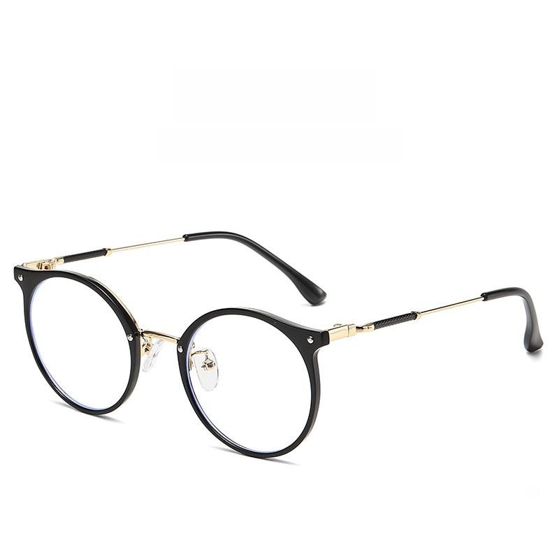 Tr Metal Round Frame Blue Light Blocking Glasses For Stylish Office Wear