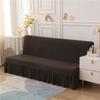 Solid Colour Armless Futon Cover with Ruffle Skirt Highly Stretch Sofa Bed Cover No Arm Sofa Covers Stain Resistant Removable