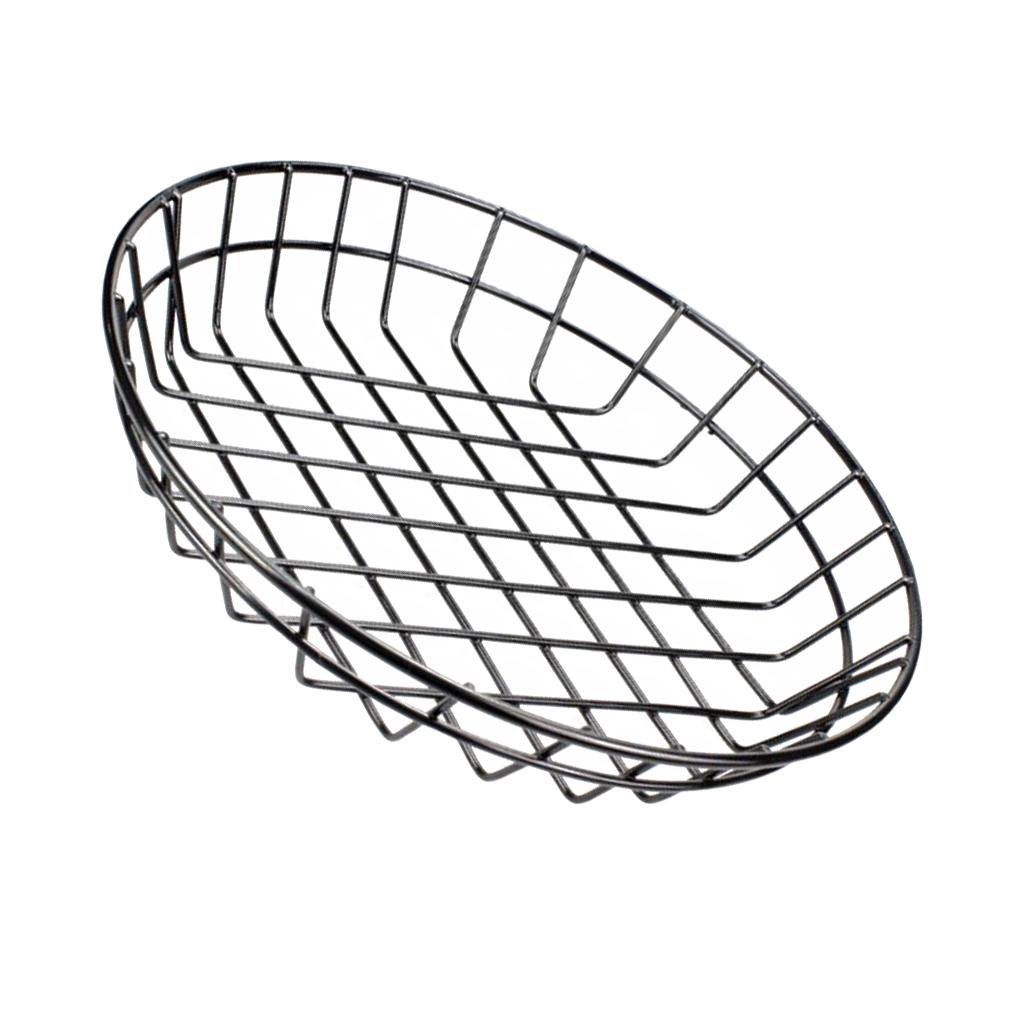 Metal Fries Chips Tapas Basket Holder Caddy Serving Stainless Steel Small, Large - Black, L